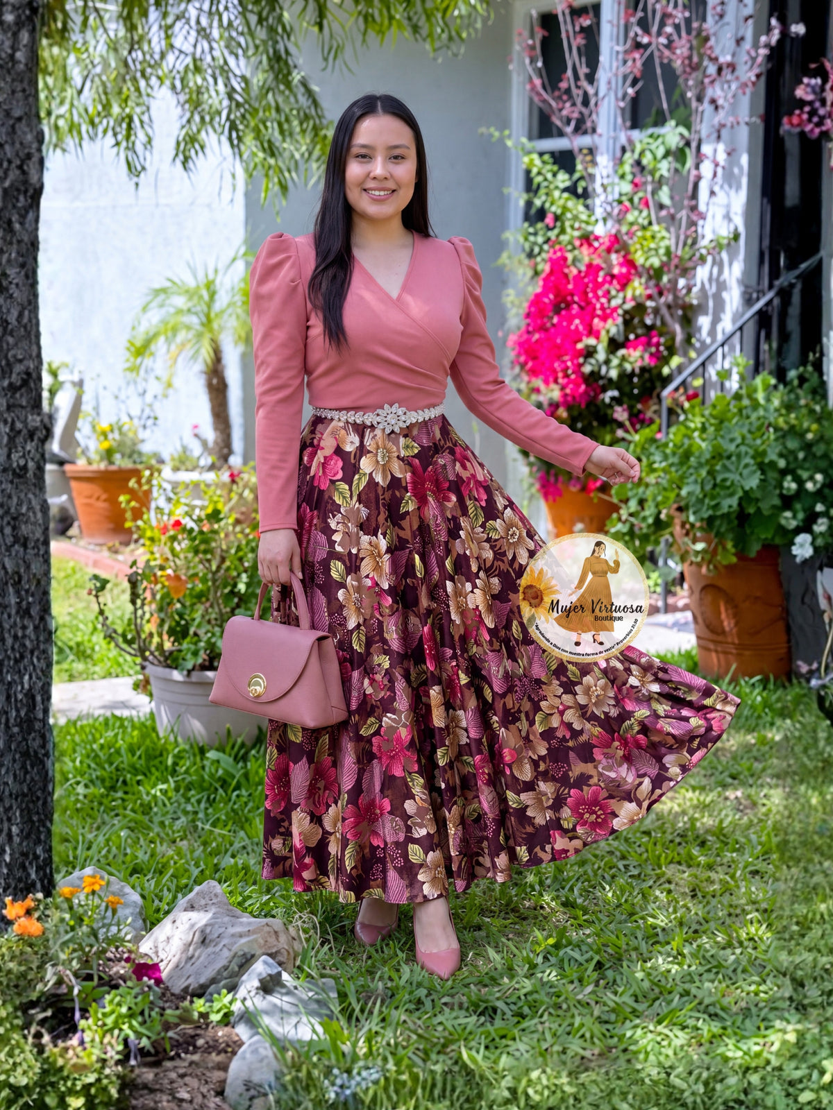 Larissa Rosa Viejo Velvet Floral Dress