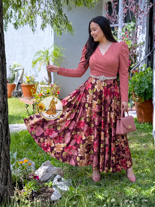 Larissa Rosa Viejo Velvet Floral Dress