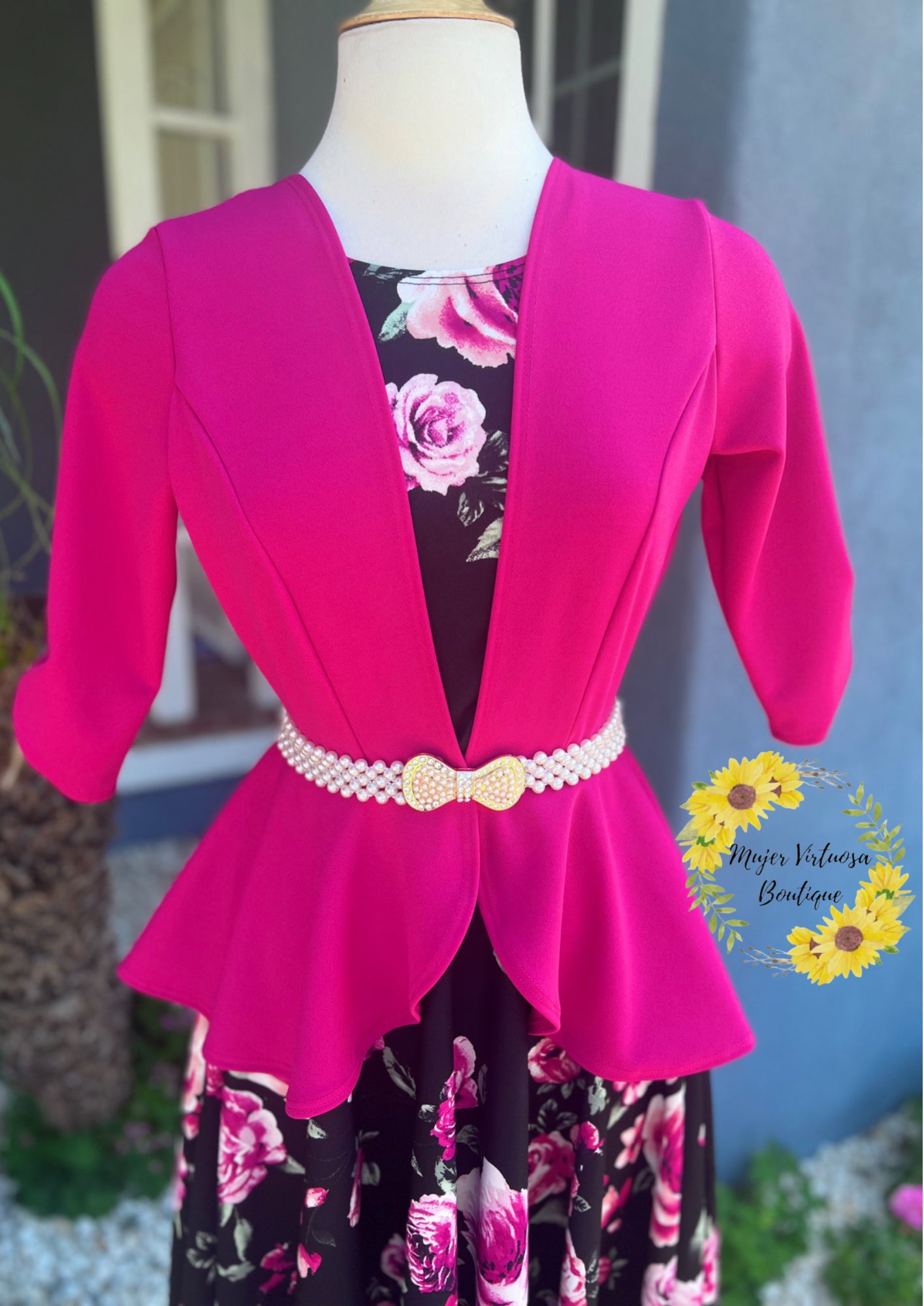 Helena Magenta Blazer Floral Dress