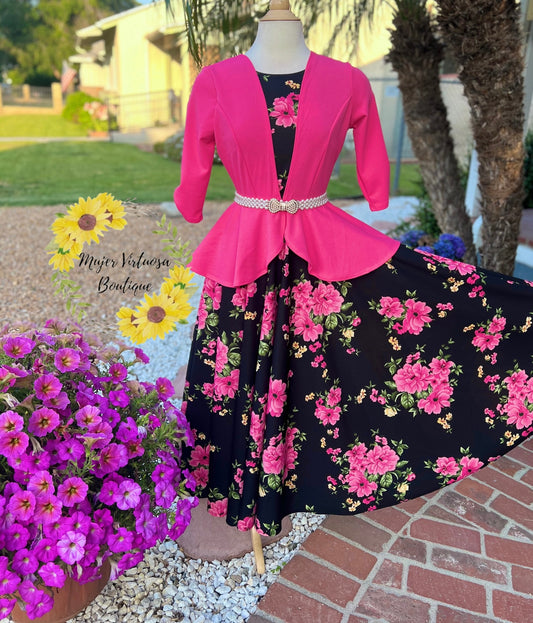 Helena Coral Blazer Floral Dress