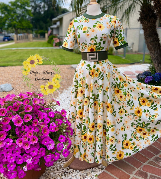 Sunflower White Retro Dress