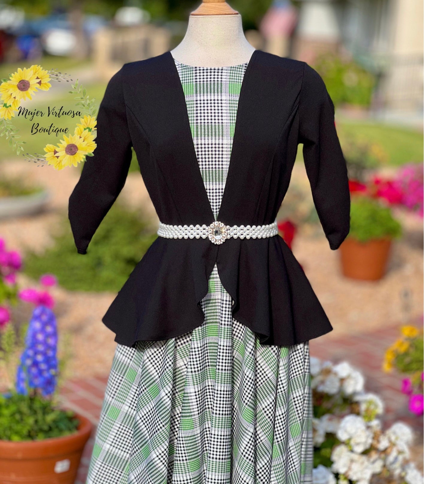 Helena Black & Green Blazer Dress