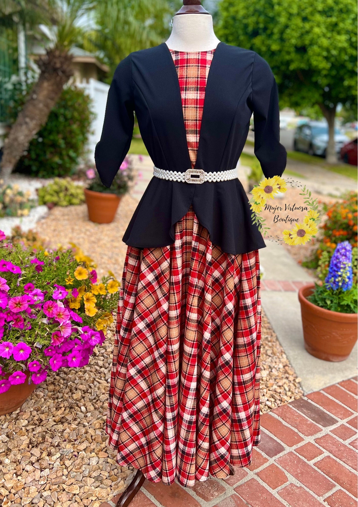 Helena Black Plaid Blazer Dress