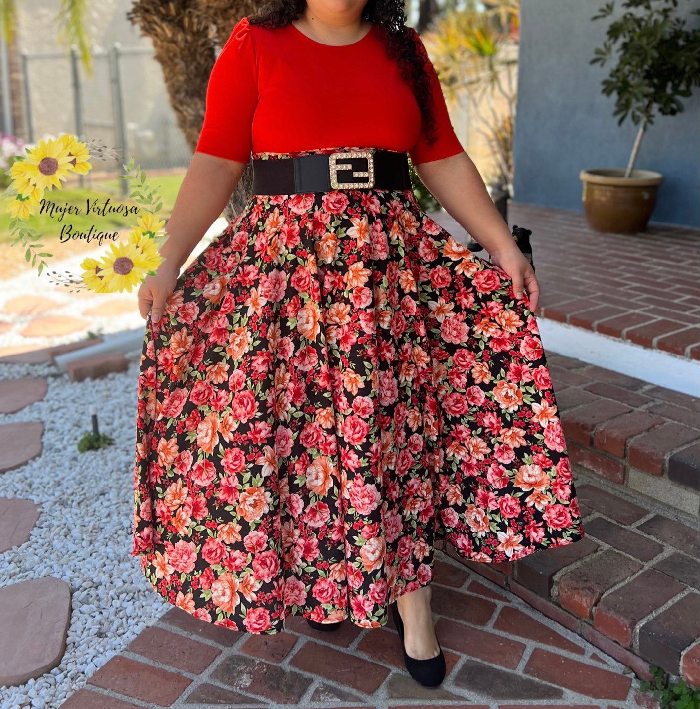 Orange Floral Maxi Dress