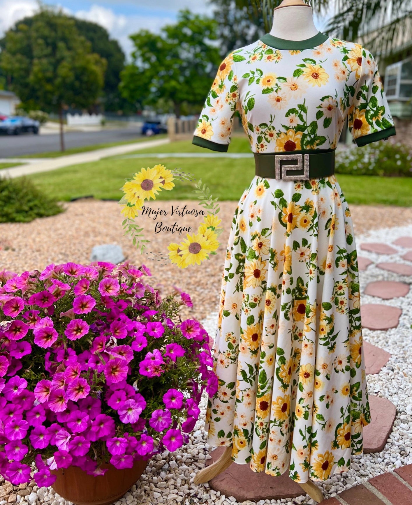 Sunflower White Retro Dress