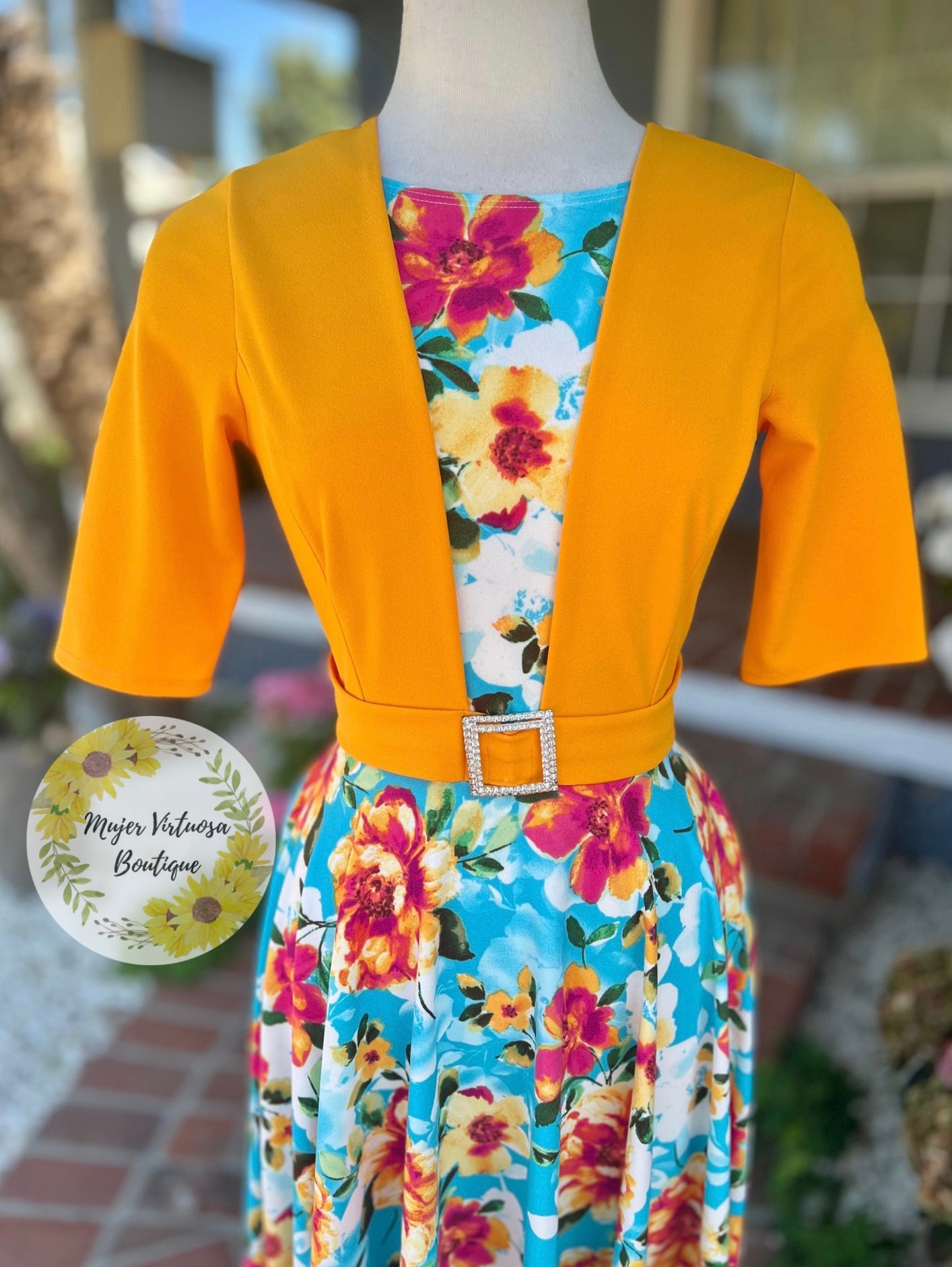 Lily Mustard Floral Blazer Dress