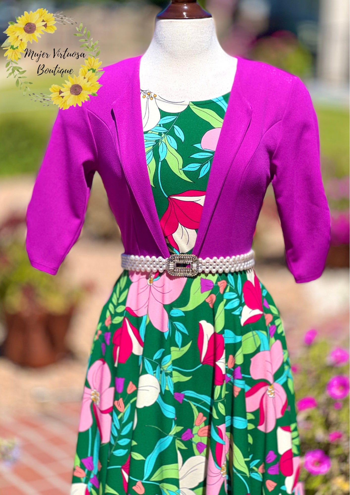 Margaret Magenta Blazer Floral Dress