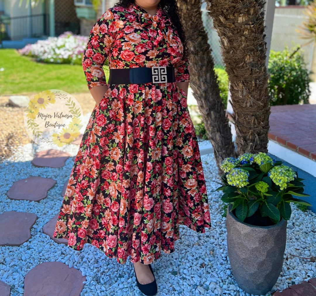 Anna Black Floral Dress