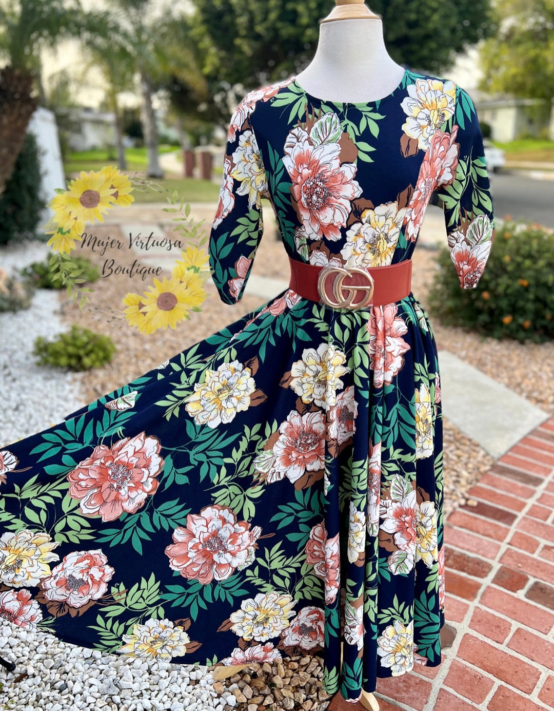 Floral Maxi Navy Dress