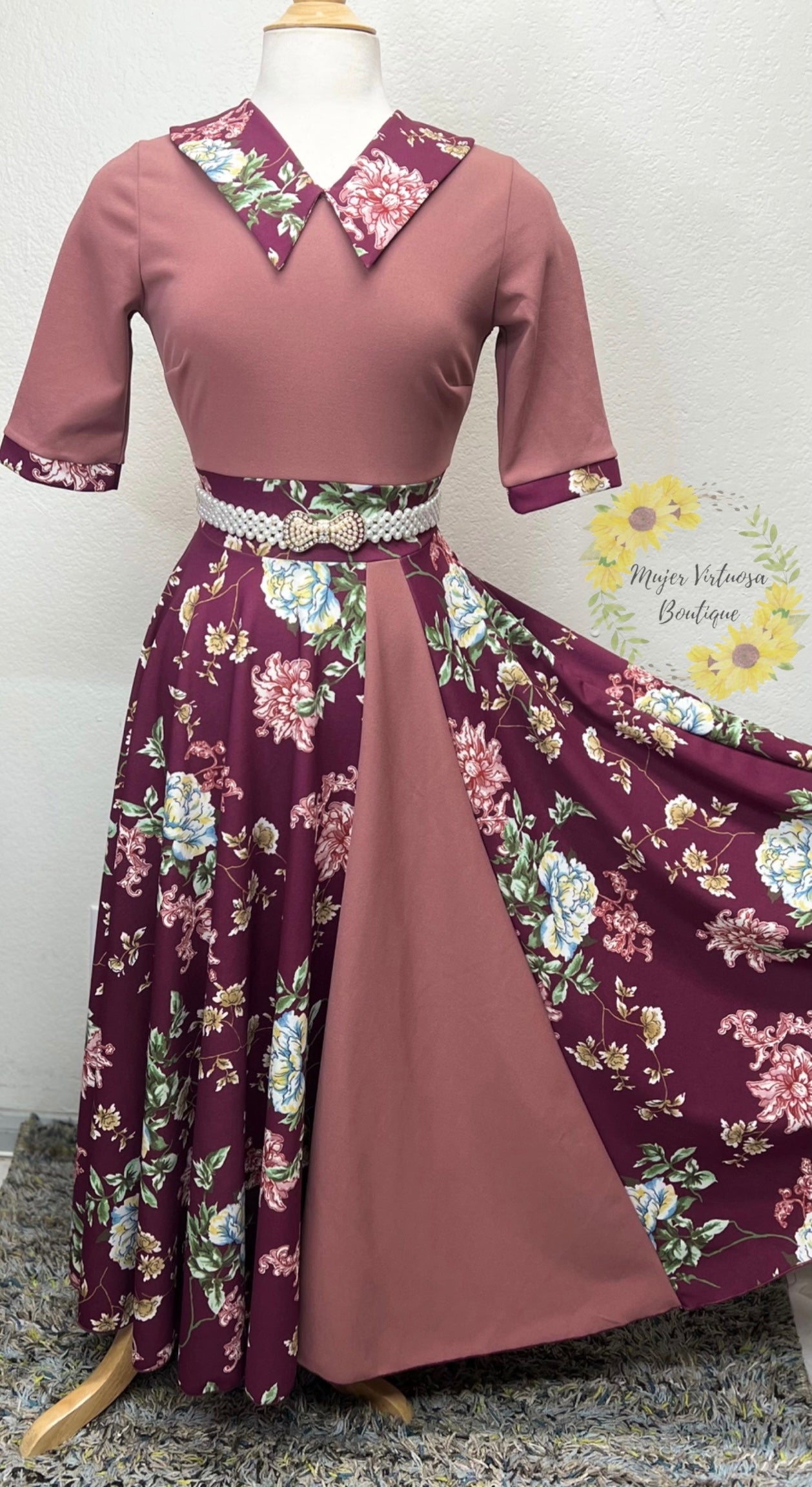 Vestido Vintage en Rosa Floral