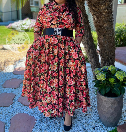 Anna Black Floral Dress