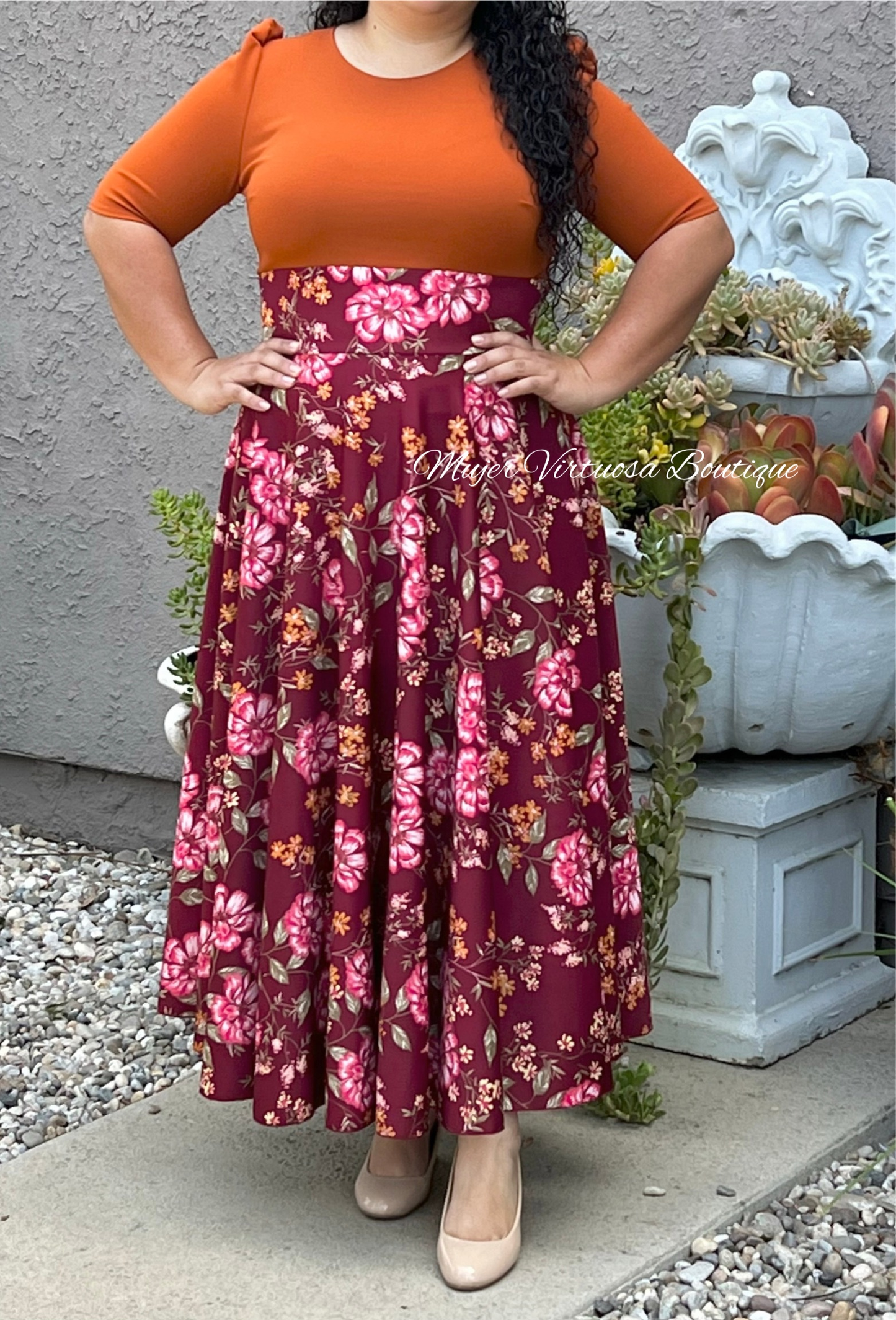 Terracota Maxi Floral Dress