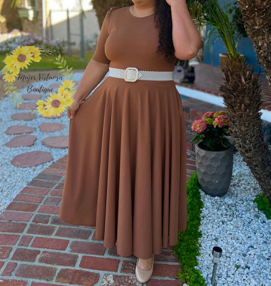 Mocha Solid Dress