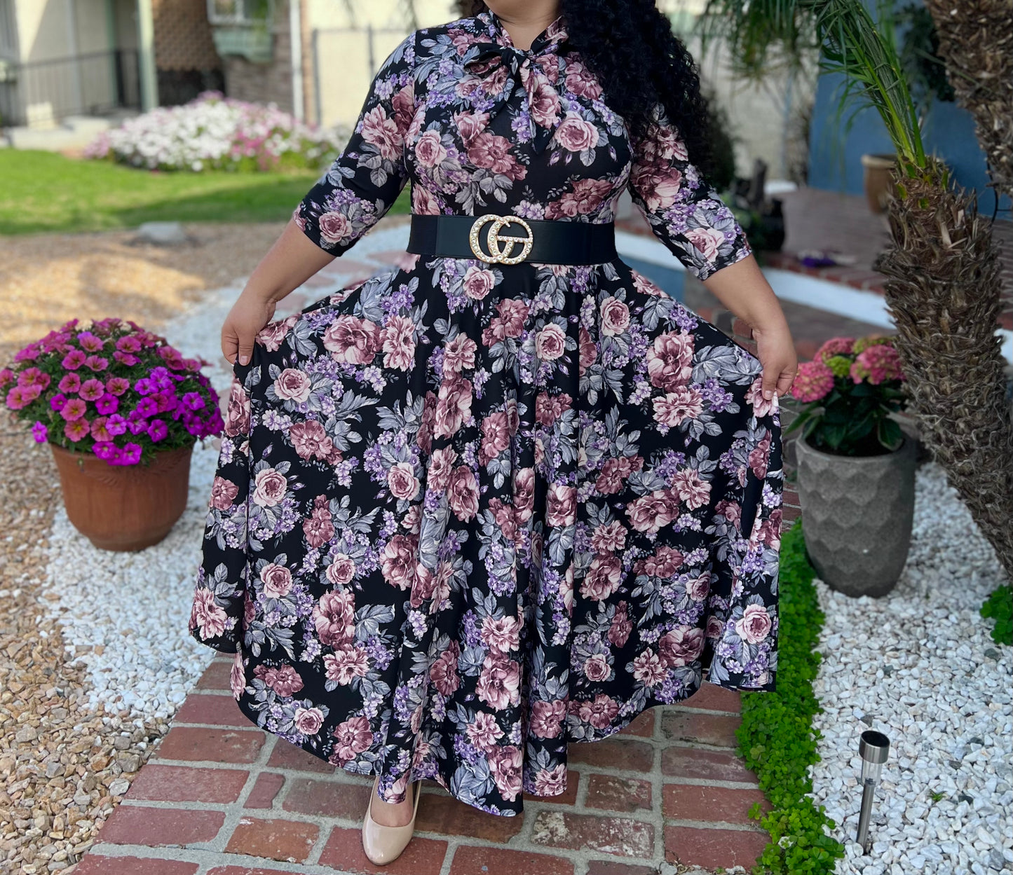 Iveth Black Floral Dress