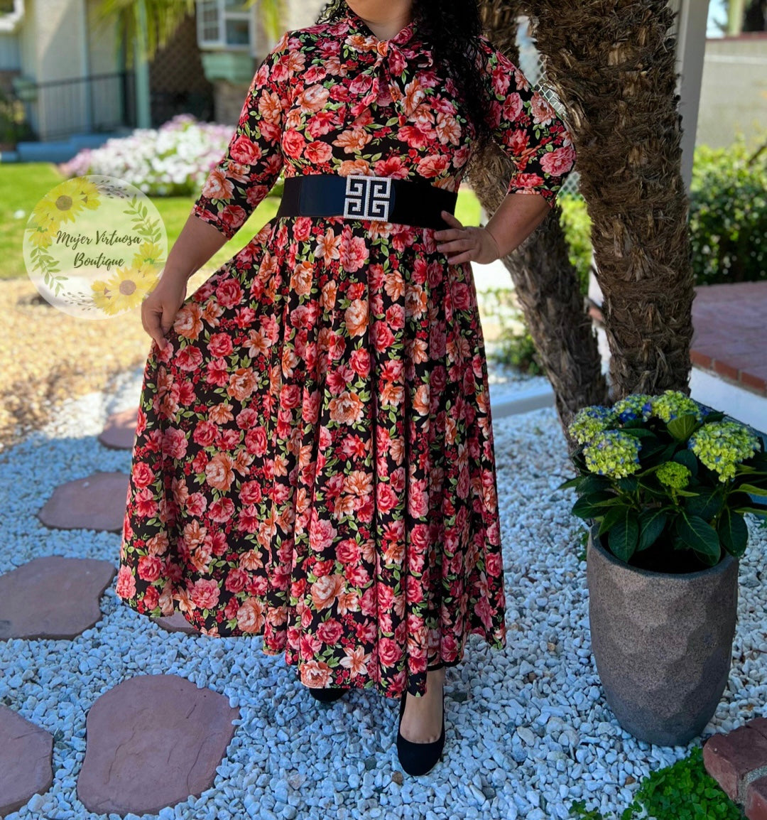 Anna Black Floral Dress