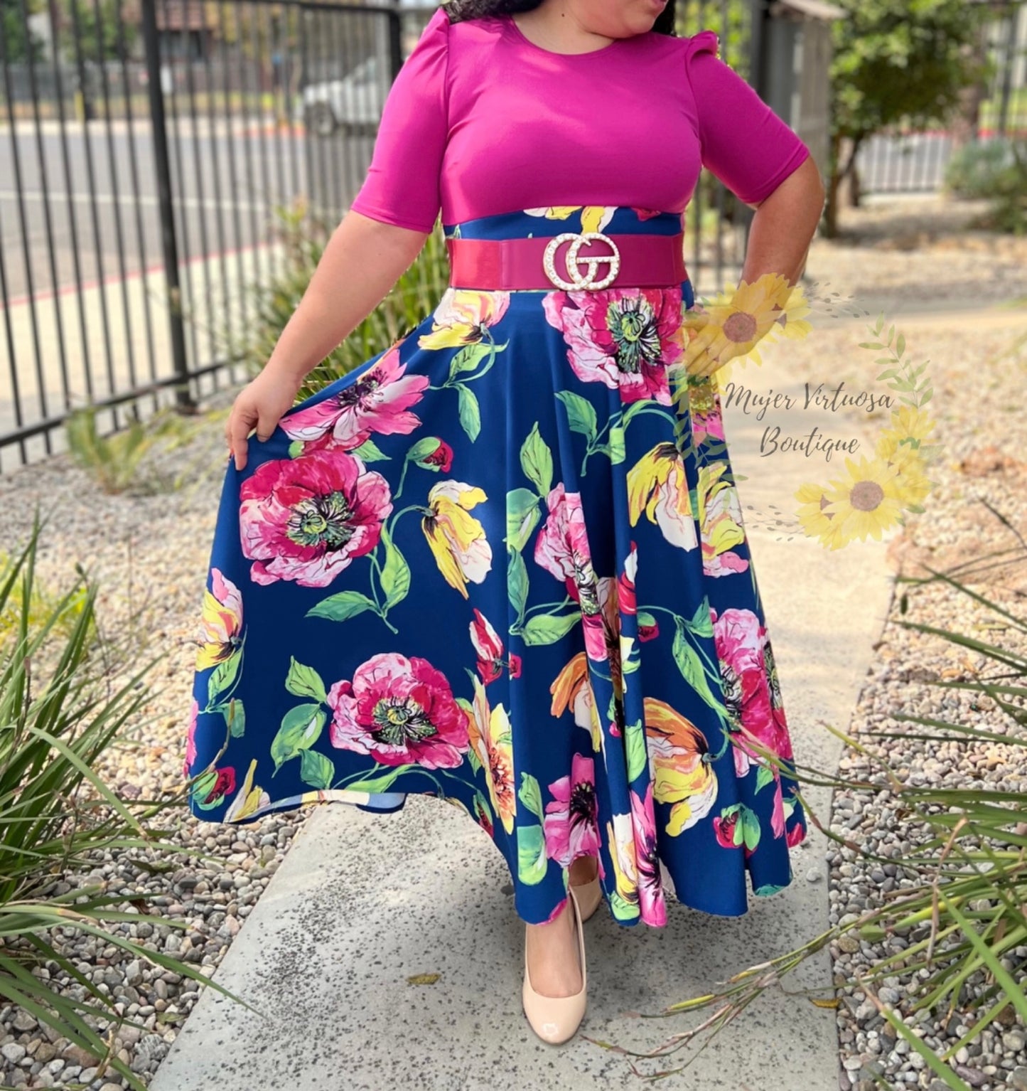 Fucsia Floral Maxi Dress