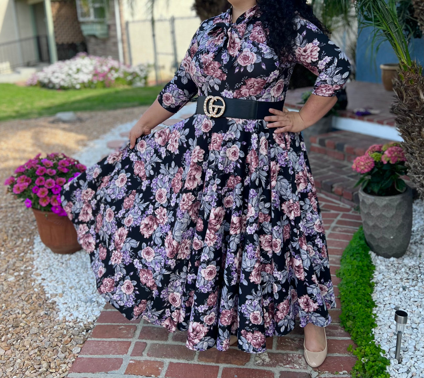 Iveth Black Floral Dress