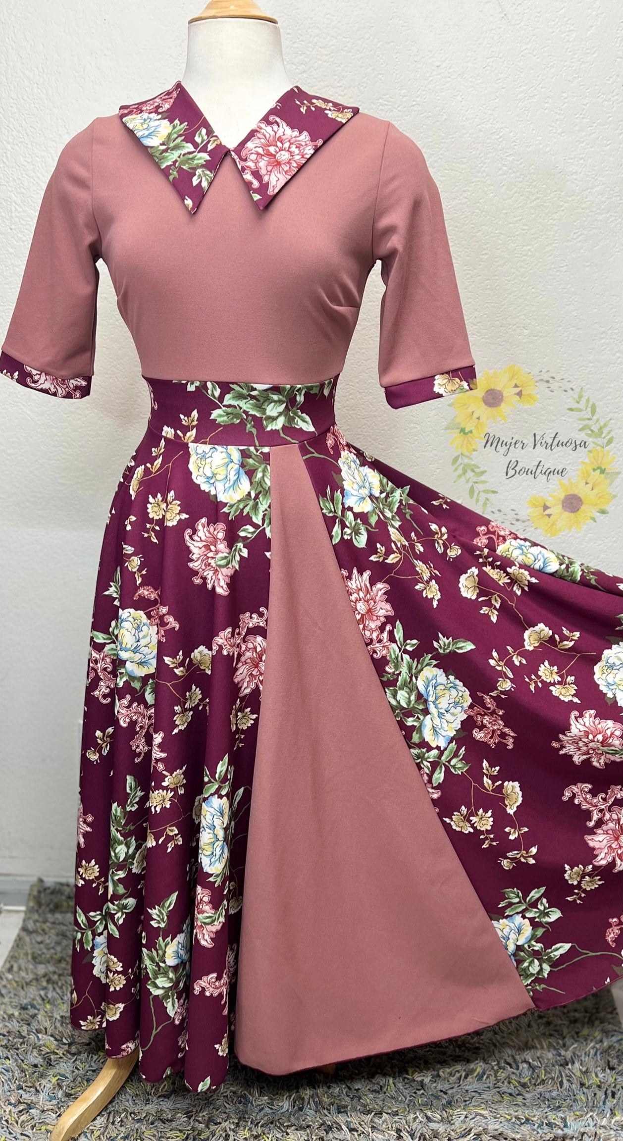 Vestido Vintage en Rosa Floral