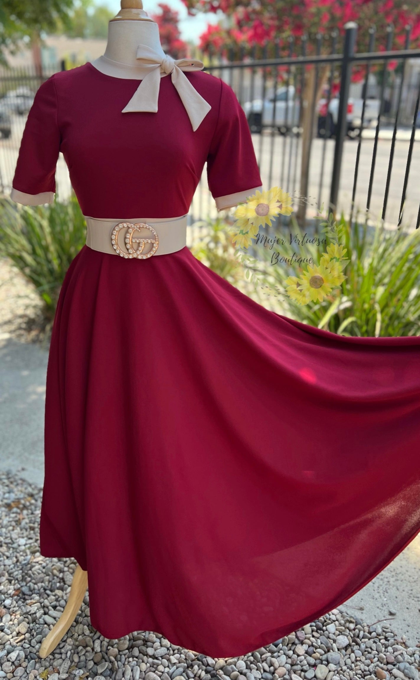 Vintage Burgundy Maxi Dress