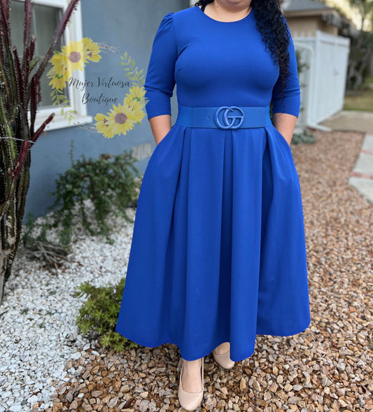 Vestido Royal Blue con Paletones