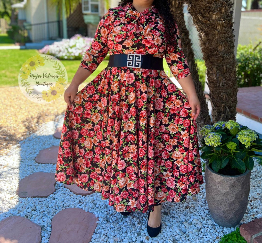 Anna Black Floral Dress