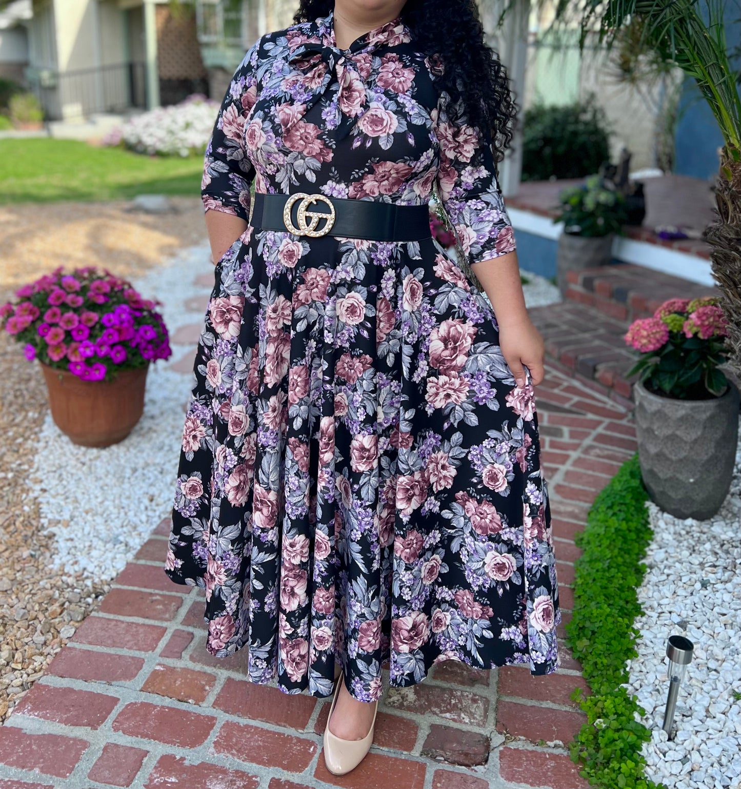 Iveth Black Floral Dress