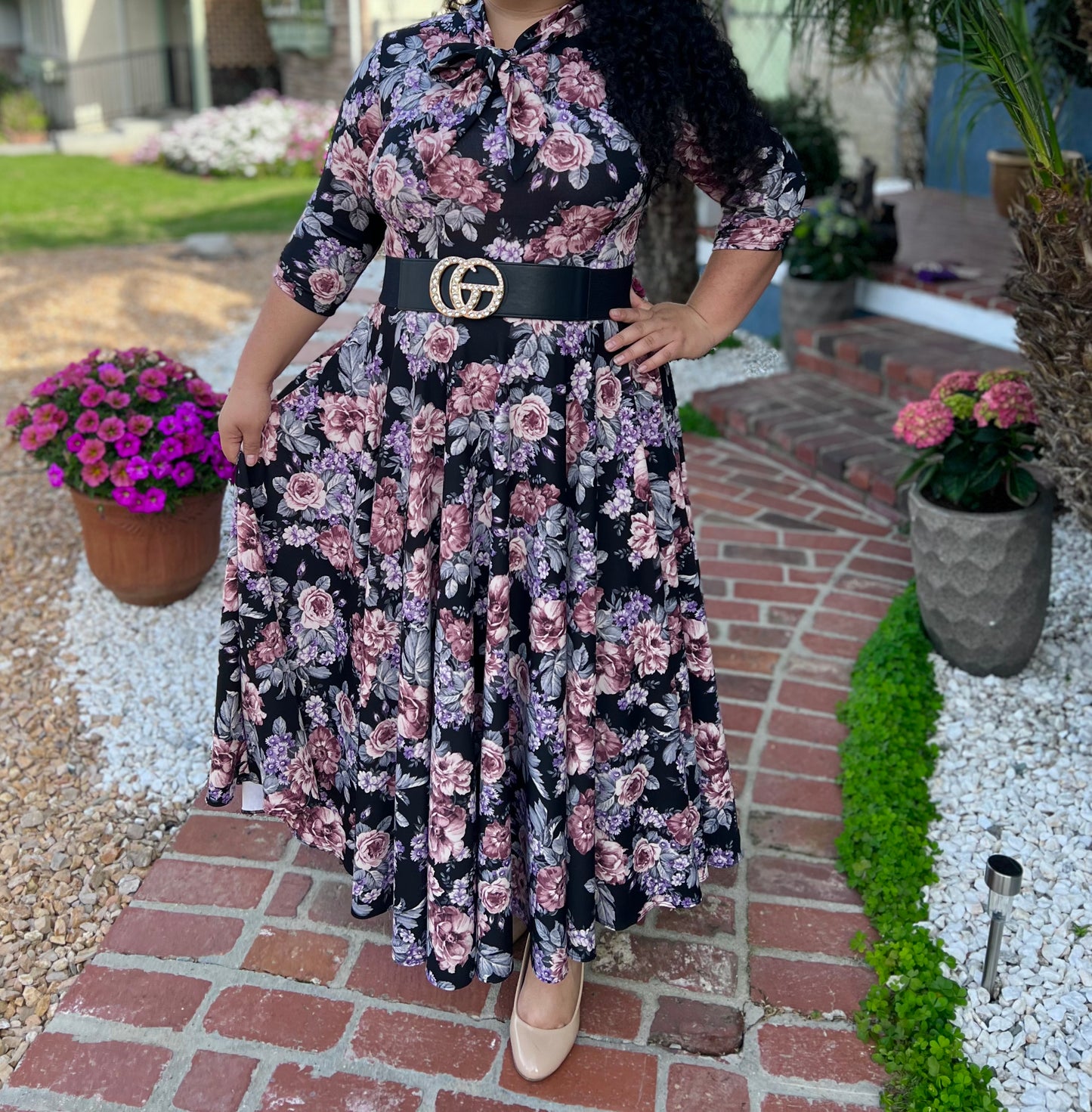 Iveth Black Floral Dress