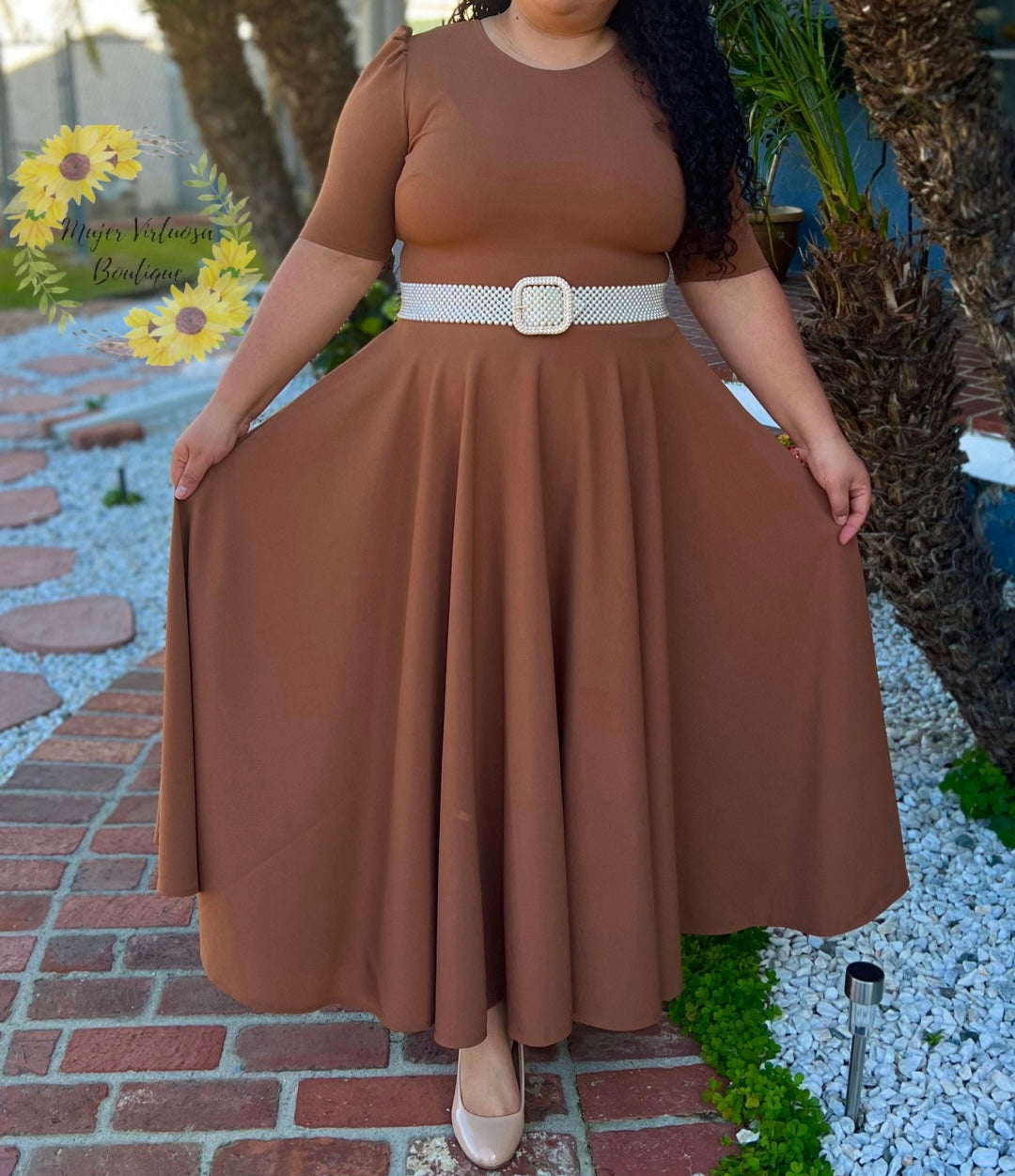 Mocha Solid Dress