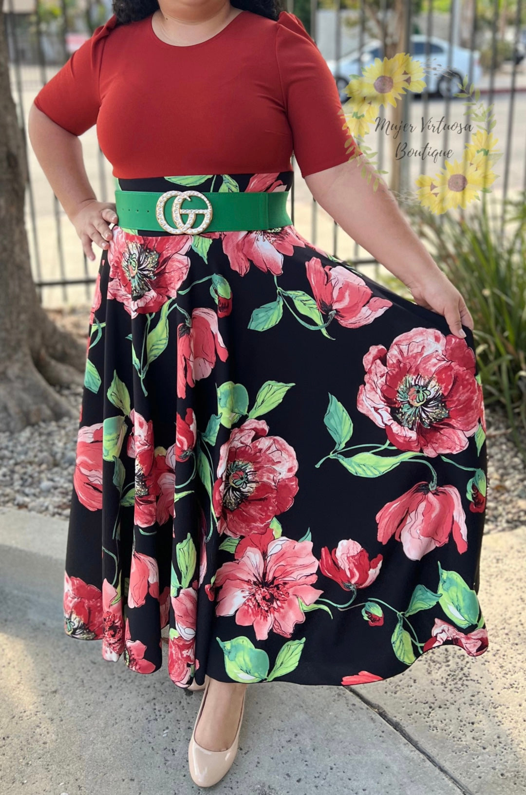 Maxi Terracota Floral Dress