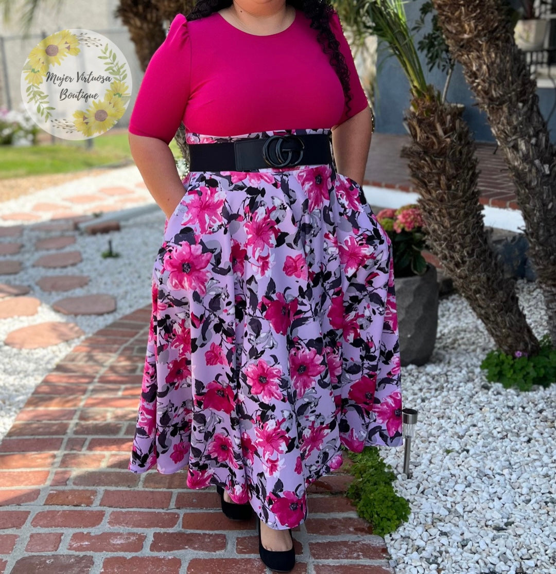 Mía Fucsia Floral Dress