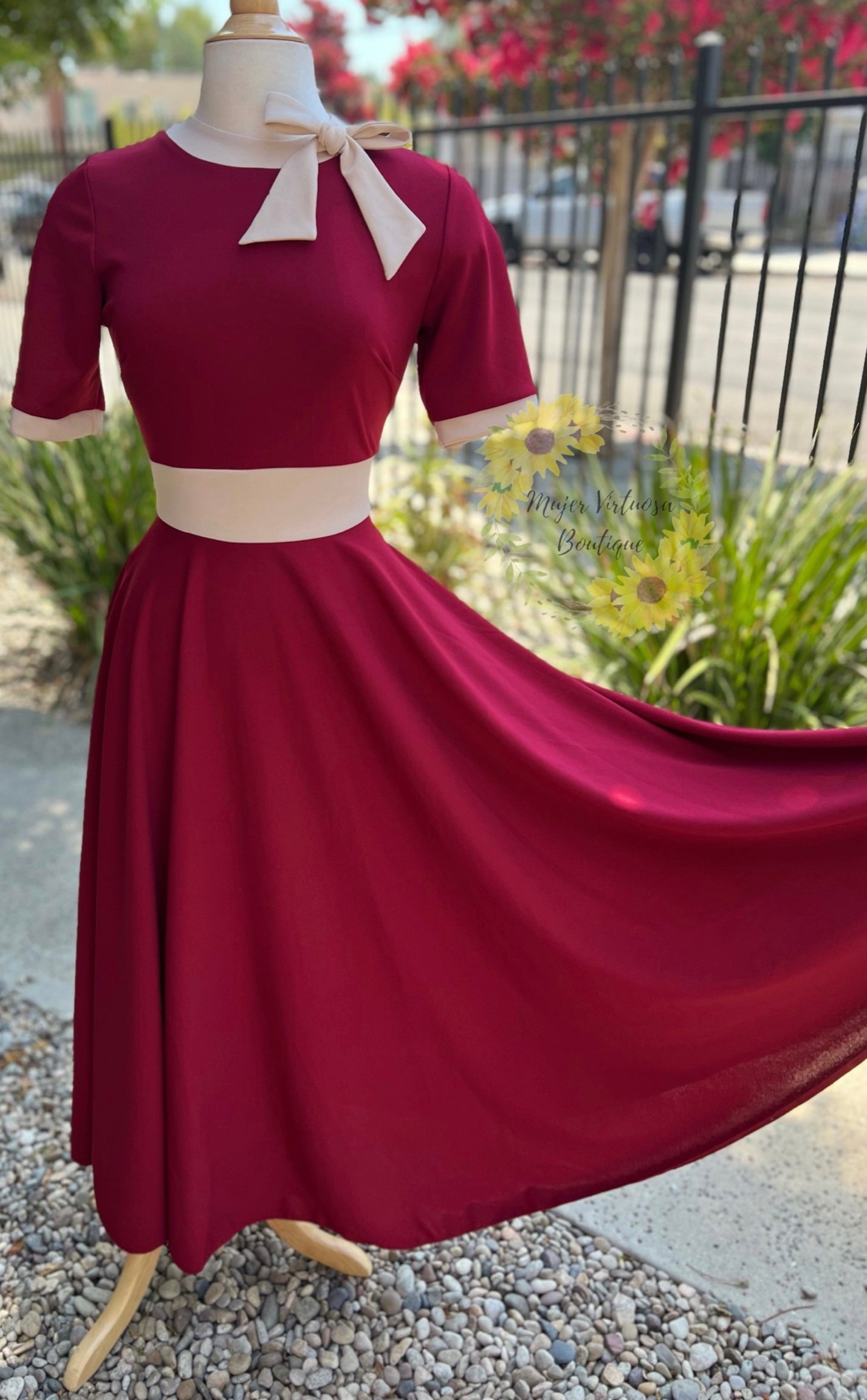 Vintage Burgundy Maxi Dress