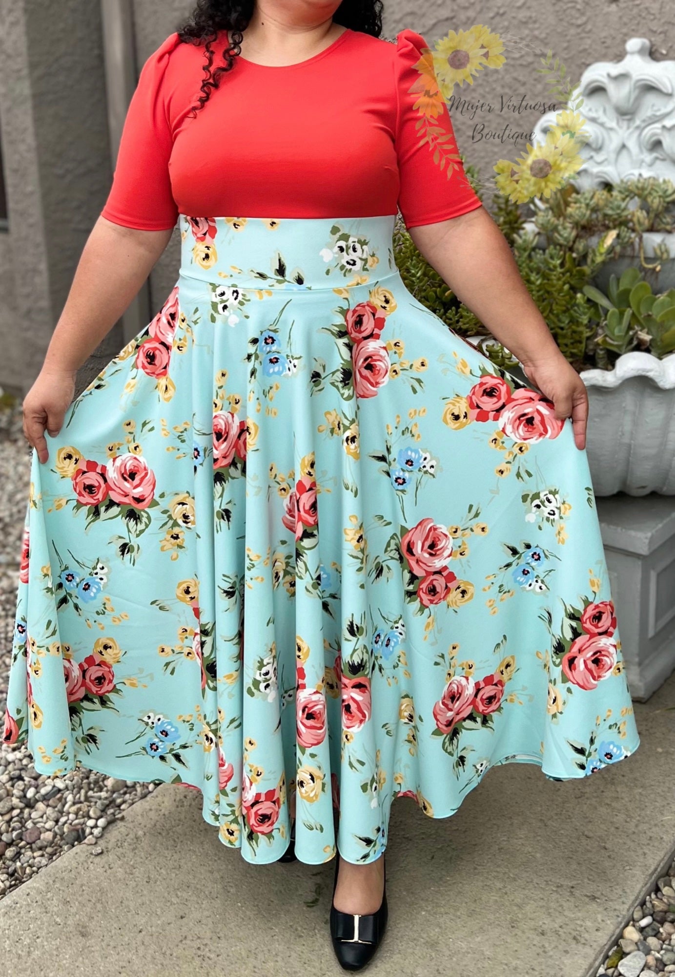 Coral Maxi Floral Dress