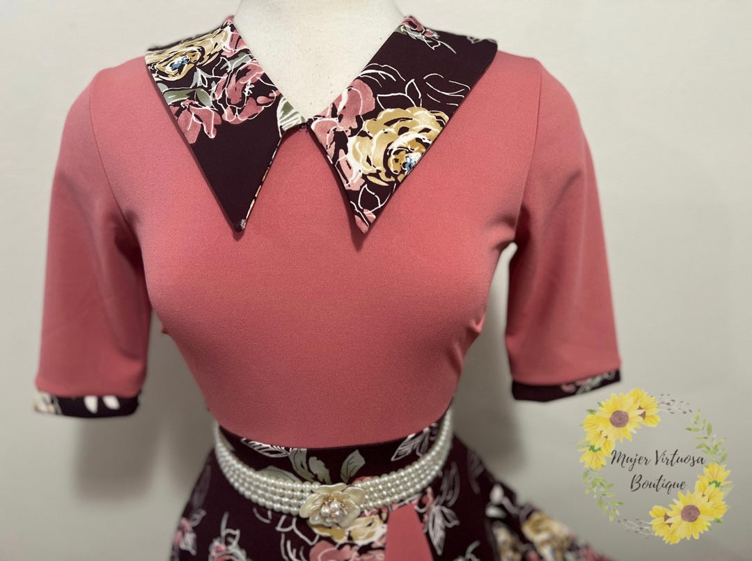 Vintage Retro Pink Floral Dress